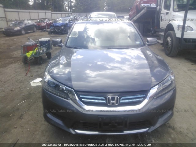 1HGCR6F57FA005483 - 2015 HONDA ACCORD HYBRID/EXL GRAY photo 6