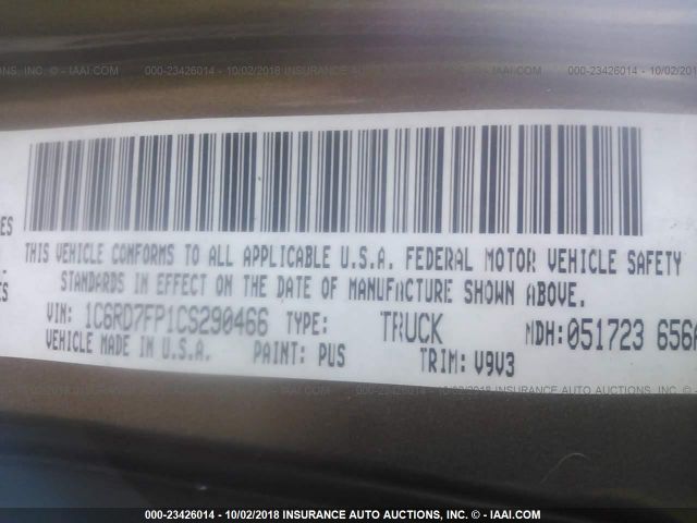 1C6RD7FP1CS290466 - 2012 DODGE RAM 1500 ST BROWN photo 9