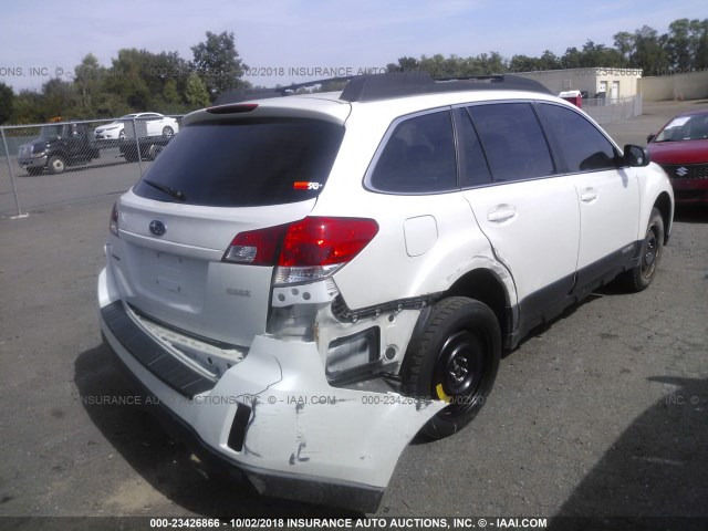 4S4BRBAC0B3426092 - 2011 SUBARU OUTBACK 2.5I WHITE photo 4