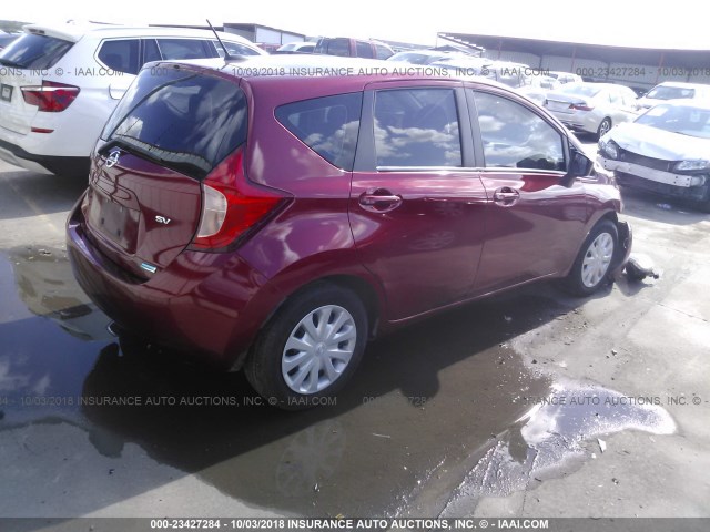 3N1CE2CP3GL399814 - 2016 NISSAN VERSA NOTE S/S PLUS/SV/SL/SR RED photo 4