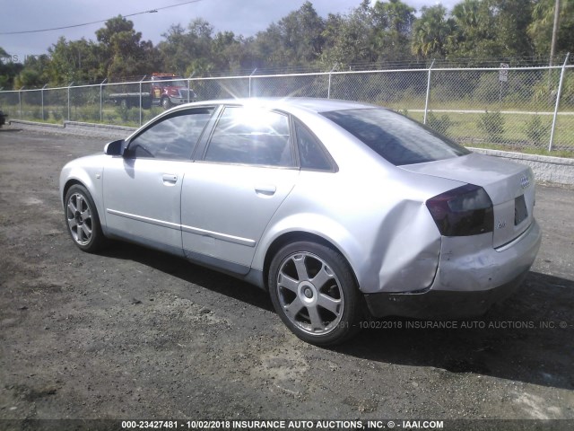 WAULC68E32A154896 - 2002 AUDI A4 1.8T QUATTRO SILVER photo 3