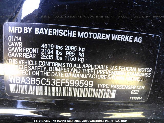 WBA3B5C53EF599599 - 2014 BMW 328 XI SULEV BLACK photo 9