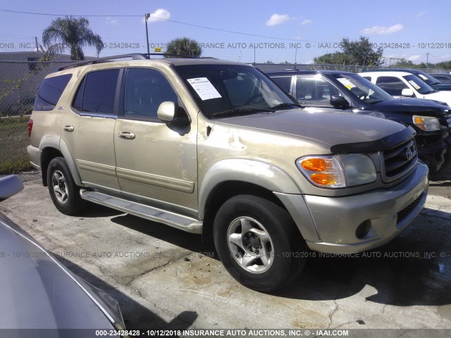 5TDBT44A42S115095 - 2002 TOYOTA SEQUOIA SR5 TAN photo 1