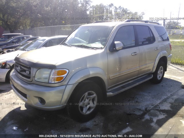 5TDBT44A42S115095 - 2002 TOYOTA SEQUOIA SR5 TAN photo 2
