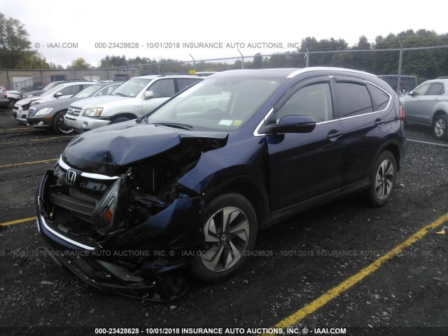 5J6RM4H98GL032543 - 2016 HONDA CR-V TOURING BLUE photo 2