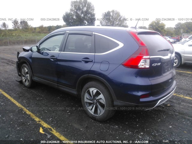 5J6RM4H98GL032543 - 2016 HONDA CR-V TOURING BLUE photo 3