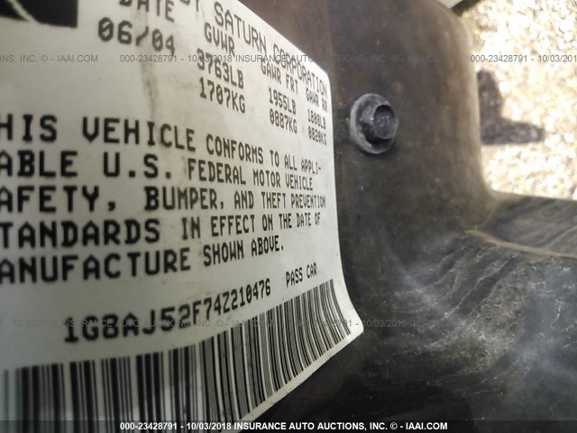 1G8AJ52F74Z210476 - 2004 SATURN ION LEVEL 2 金色 照片 9