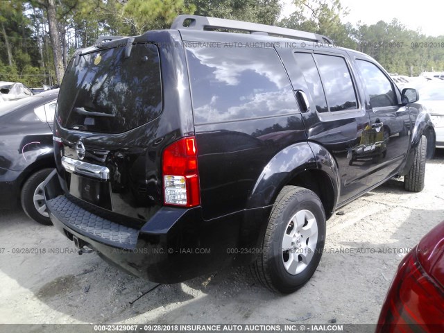 5N1AR18UX8C644487 - 2008 NISSAN PATHFINDER S/LE/SE BLACK photo 4