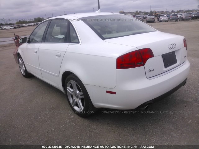 WAUAF78E17A088697 - 2007 AUDI A4 2/TURBO WHITE photo 3