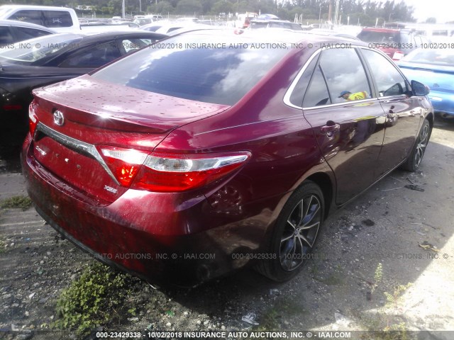 4T1BK1FK6GU569211 - 2016 TOYOTA CAMRY XSE/XLE RED photo 4