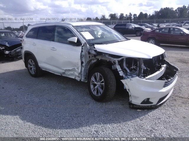 5TDJKRFH2FS212601 - 2015 TOYOTA HIGHLANDER XLE WHITE photo 1