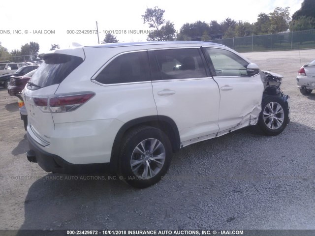 5TDJKRFH2FS212601 - 2015 TOYOTA HIGHLANDER XLE თეთრი ფოტო 4