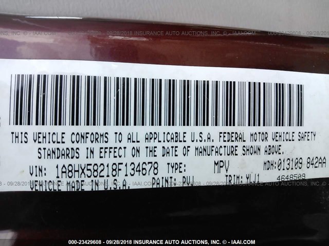 1A8HX58218F134678 - 2008 CHRYSLER ASPEN LIMITED მუქწითელი ფოტო 9