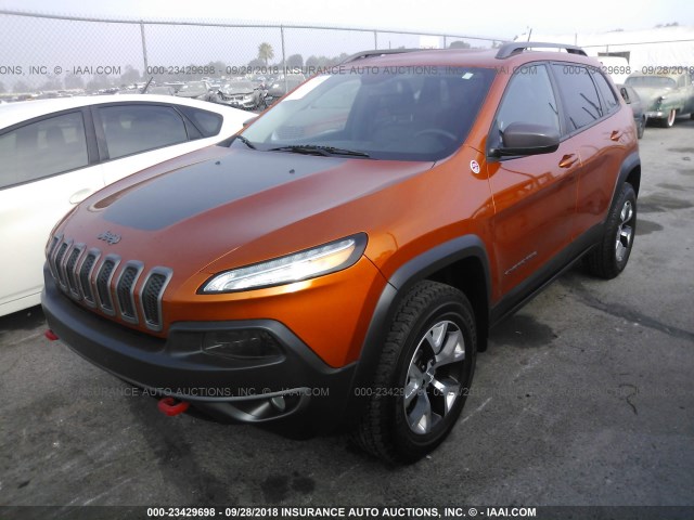 1C4PJMBB0EW276118 - 2014 JEEP CHEROKEE TRAILHAWK ORANGE photo 2