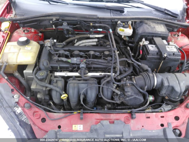 1FAHP34N57W117589 - 2007 FORD FOCUS ZX4/S/SE/SES Қызыл фото 10