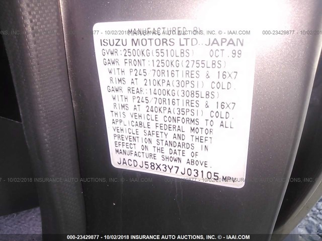 JACDJ58X3Y7J03105 - 2000 ISUZU TROOPER S/LS/LIMITED 灰色 照片 9