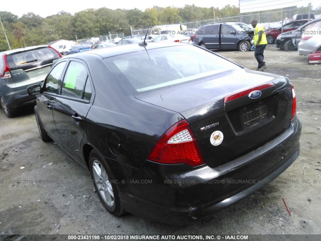 3FAHP0GA6CR135247 - 2012 FORD FUSION S BLACK photo 3