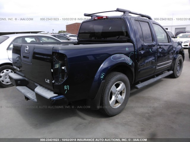 1N6AD07U87C414957 - 2007 NISSAN FRONTIER CREW CAB LE/SE/OFF ROAD BLUE photo 4