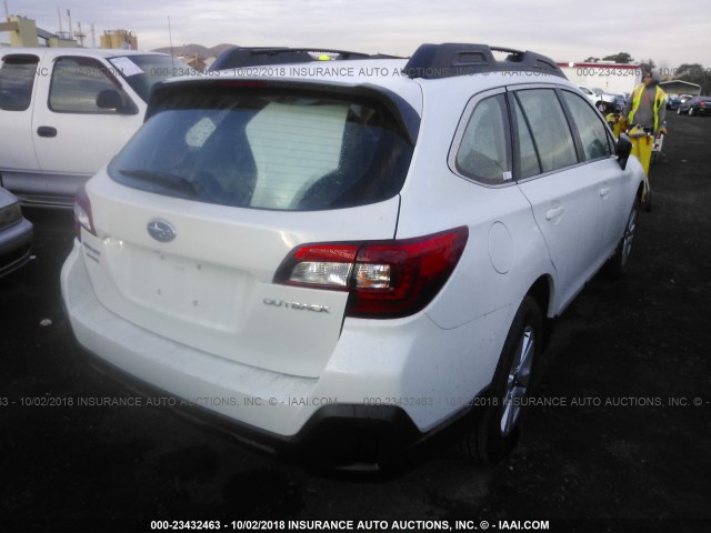 4S4BSAAC4J3385480 - 2018 SUBARU OUTBACK 2.5I WHITE photo 4