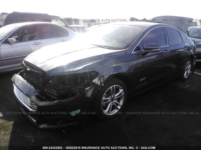 3FA6P0SU6GR320722 - 2016 FORD FUSION TITANIUM PHEV GRAY photo 2