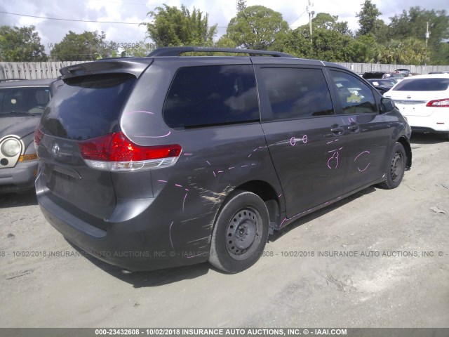 5TDKK3DC5BS161128 - 2011 TOYOTA SIENNA LE GRAY photo 4