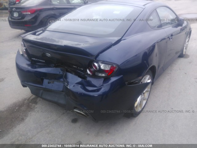 KMHHN66F08U286726 - 2008 HYUNDAI TIBURON GT/SE/GT LIMITED Dark Blue photo 6