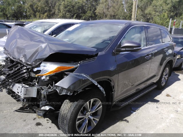 5TDBKRFH7ES010002 - 2014 TOYOTA HIGHLANDER LE/LE PLUS GRAY photo 2