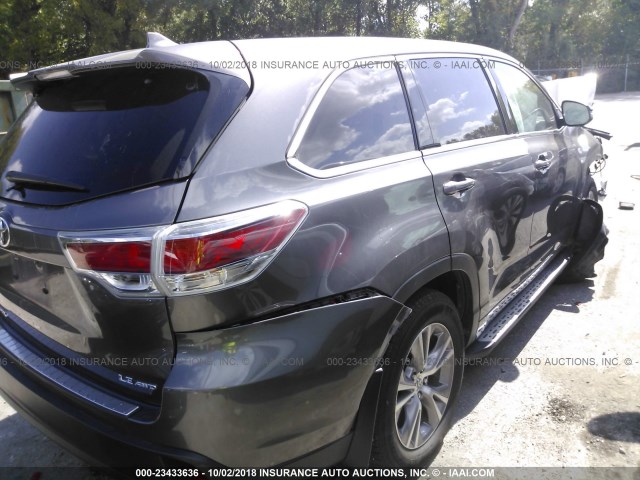 5TDBKRFH7ES010002 - 2014 TOYOTA HIGHLANDER LE/LE PLUS GRAY photo 4