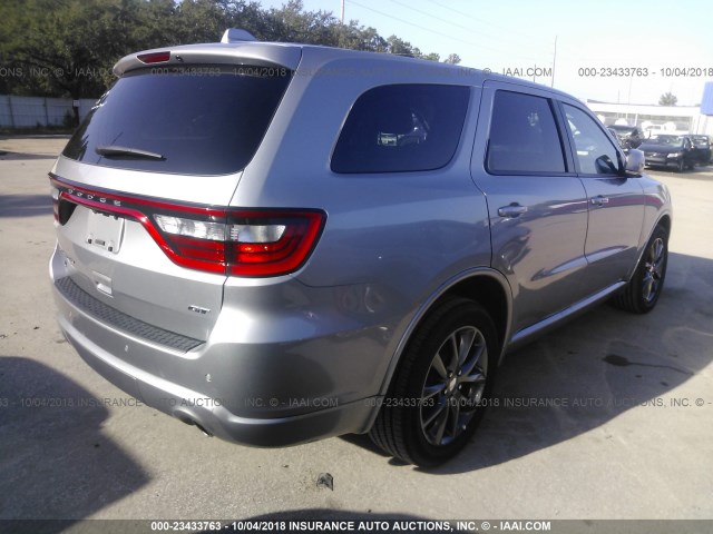 1C4RDJDG8JC282333 - 2018 DODGE DURANGO GT GRAY photo 4