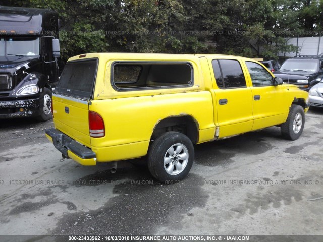 1D7HG38N64S728776 - 2004 DODGE DAKOTA QUAD SPORT YELLOW photo 4