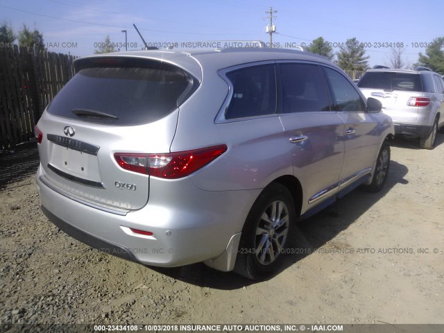 5N1AL0MM7EC504233 - 2014 INFINITI QX60 SILVER photo 4