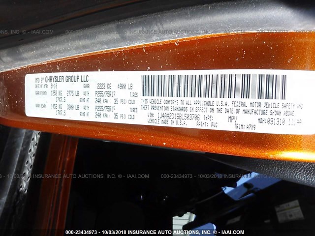 1J4AA2D16BL503706 - 2011 JEEP WRANGLER SPORT ნარინჯისფერი ფოტო 9