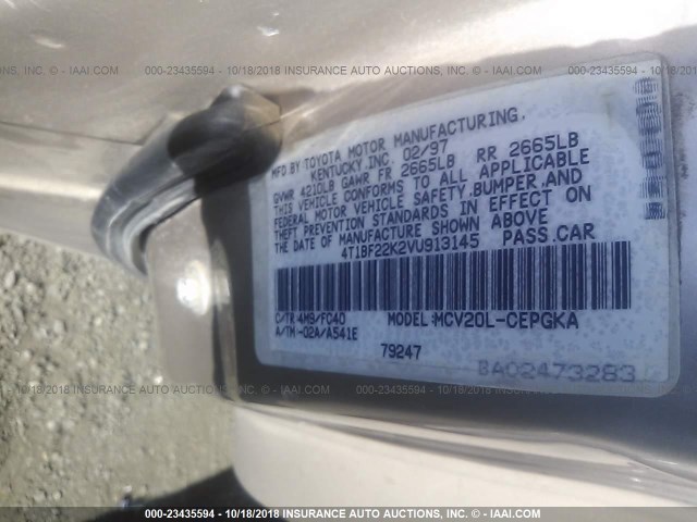 4T1BF22K2VU913145 - 1997 TOYOTA CAMRY CE/LE/XLE 米色 照片 9