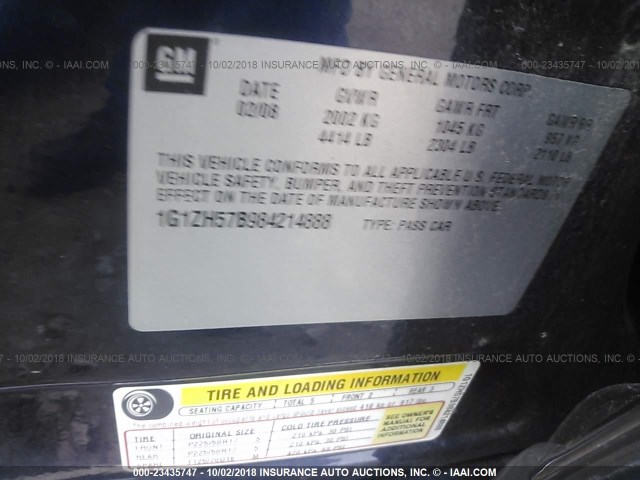 1G1ZH57B984214888 - 2008 CHEVROLET MALIBU 1LT BLUE photo 9