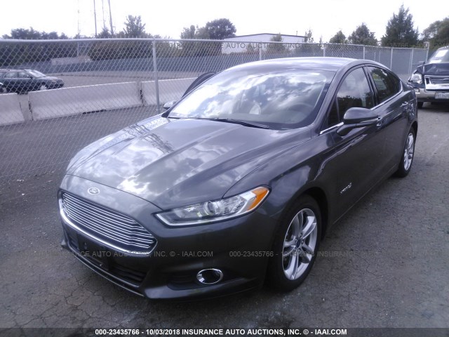 3FA6P0LU6GR288255 - 2016 FORD FUSION SE HYBRID GRAY photo 2