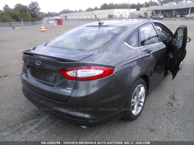 3FA6P0LU6GR288255 - 2016 FORD FUSION SE HYBRID GRAY photo 4