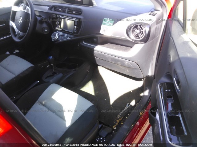 JTDKDTB30F1578365 - 2015 TOYOTA PRIUS C RED photo 5