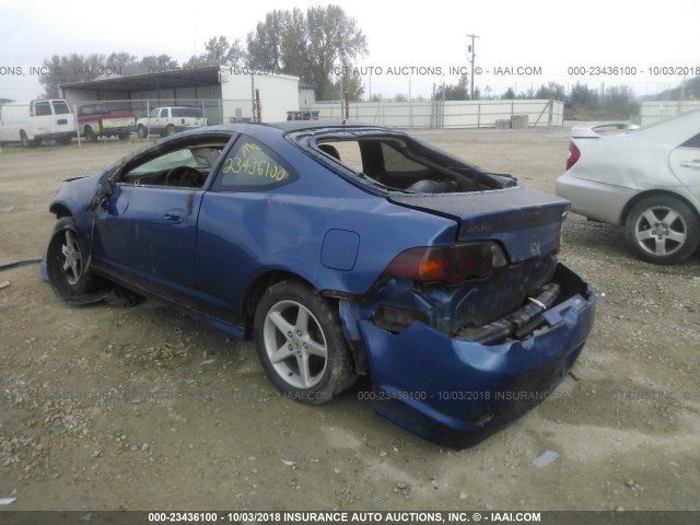 JH4DC53013S002218 - 2003 ACURA RSX TYPE-S BLUE photo 3