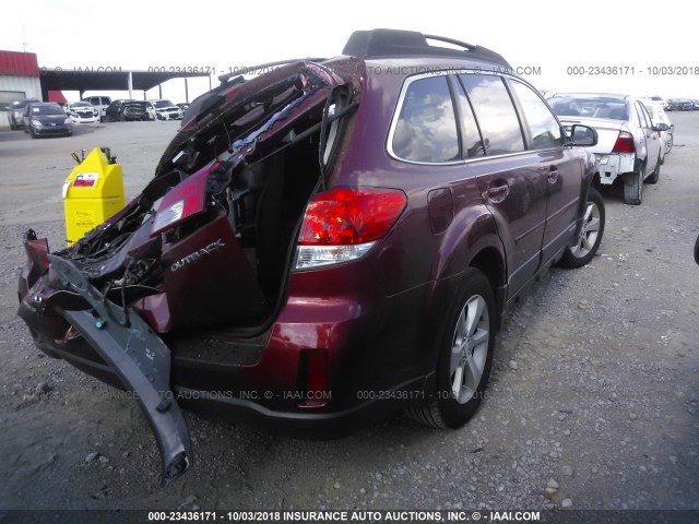 4S4BRCPC8D3202410 - 2013 SUBARU OUTBACK 2.5I LIMITED RED photo 4