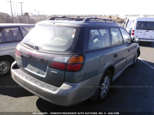 4S3BH6651Y7618096 - 2000 SUBARU LEGACY OUTBACK GREEN photo 4