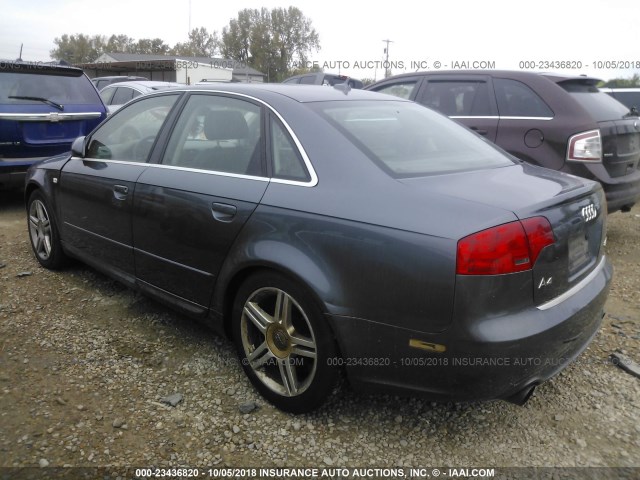 WAUDF78EX8A134686 - 2008 AUDI A4 2.0T QUATTRO GRAY photo 3