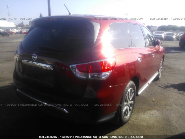 5N1AR2MN7EC678810 - 2014 NISSAN PATHFINDER S/SV/SL/PLATINUM RED photo 4