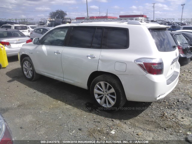 JTEJW3EH8A2041545 - 2010 TOYOTA HIGHLANDER HYBRID LIMITED WHITE photo 3