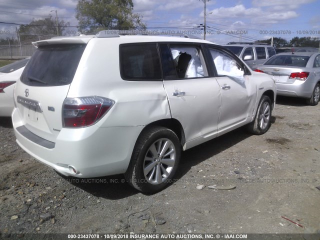 JTEJW3EH8A2041545 - 2010 TOYOTA HIGHLANDER HYBRID LIMITED WHITE photo 4