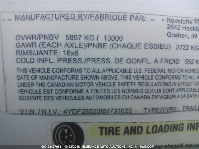 4YDF285208M731025 - 2008 KEYSTONE MONTANA Unknown photo 9