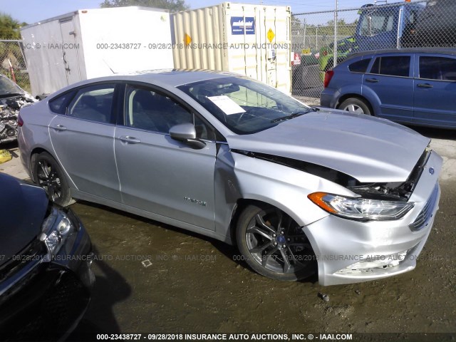 3FA6P0LU9JR131648 - 2018 FORD FUSION SE HYBRID SILVER photo 1