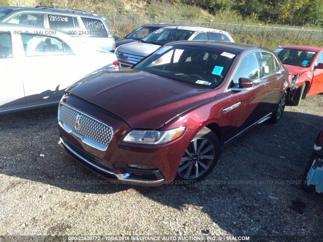 1LN6L9UK7J5600032 - 2018 LINCOLN CONTINENTAL  MAROON photo 2