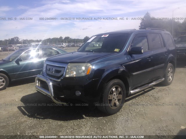 5FNYF48889B030395 - 2009 HONDA PILOT TOURING BLUE photo 2