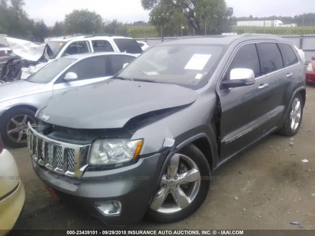 1J4RR6GT7BC647152 - 2011 JEEP GRAND CHEROKEE OVERLAND GRAY photo 2