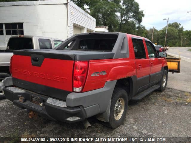 3GNGK23G43G287072 - 2003 CHEVROLET AVALANCHE K2500 RED photo 4